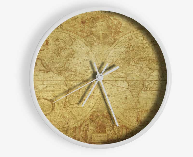 The Map Of The World Vintage Clock - Wallart-Direct UK