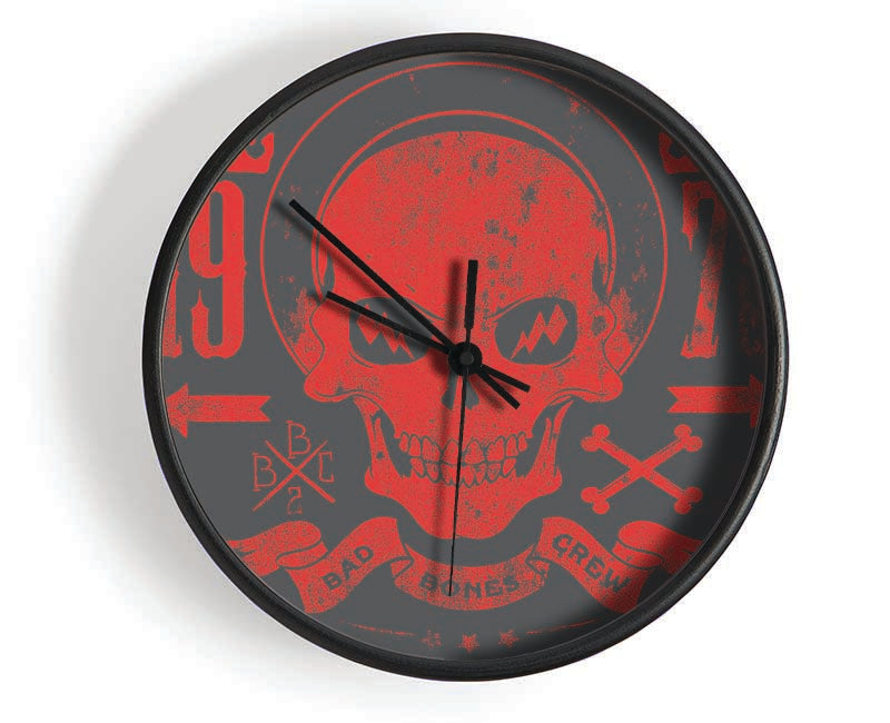 Retro Skull Red Clock - Wallart-Direct UK