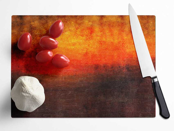 Orange Burns Black To Red Glass Chopping Board