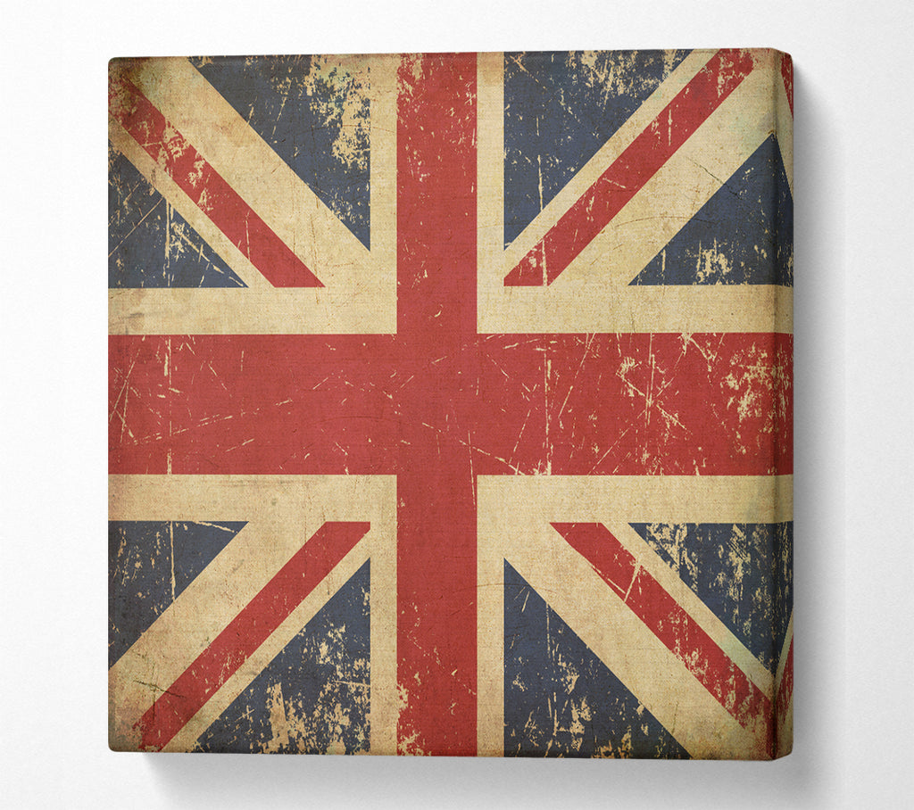 A Square Canvas Print Showing Grunge Union Jack Erosion Square Wall Art