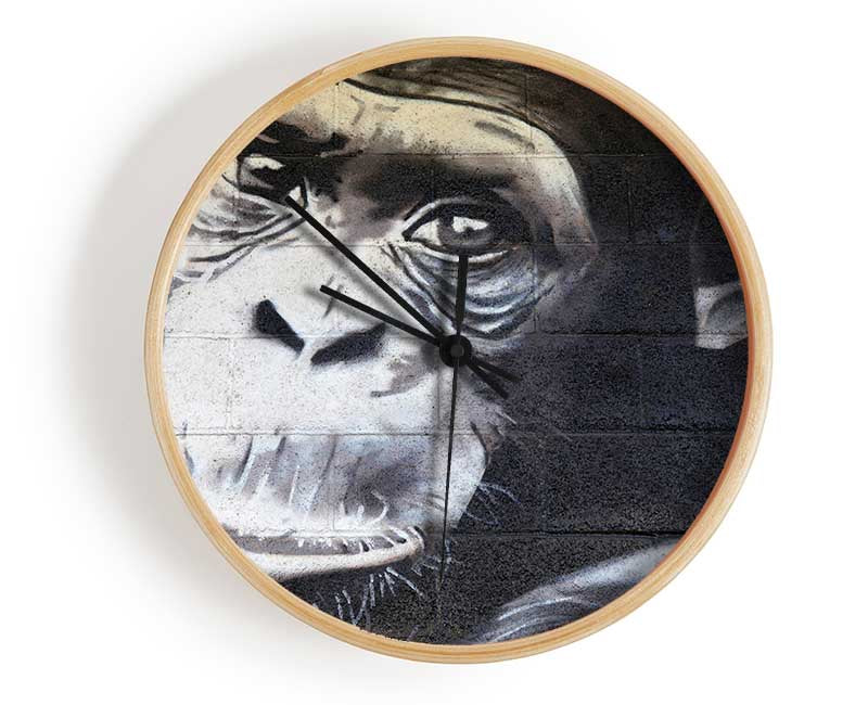 The Chimp On Red Clock - Wallart-Direct UK