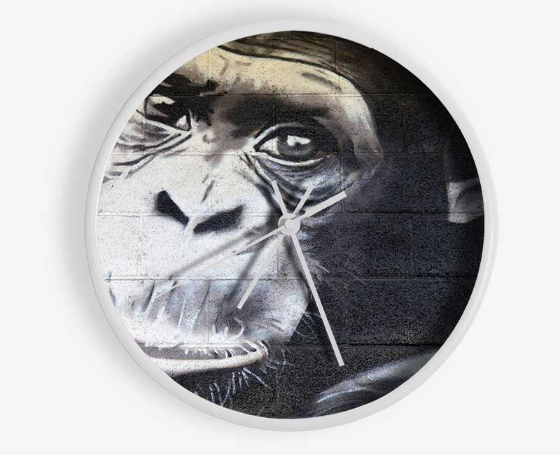 The Chimp On Red Clock - Wallart-Direct UK