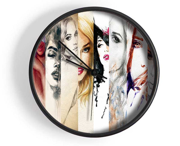 Womens Fashion Watercolour Clock - Wallart-Direct UK