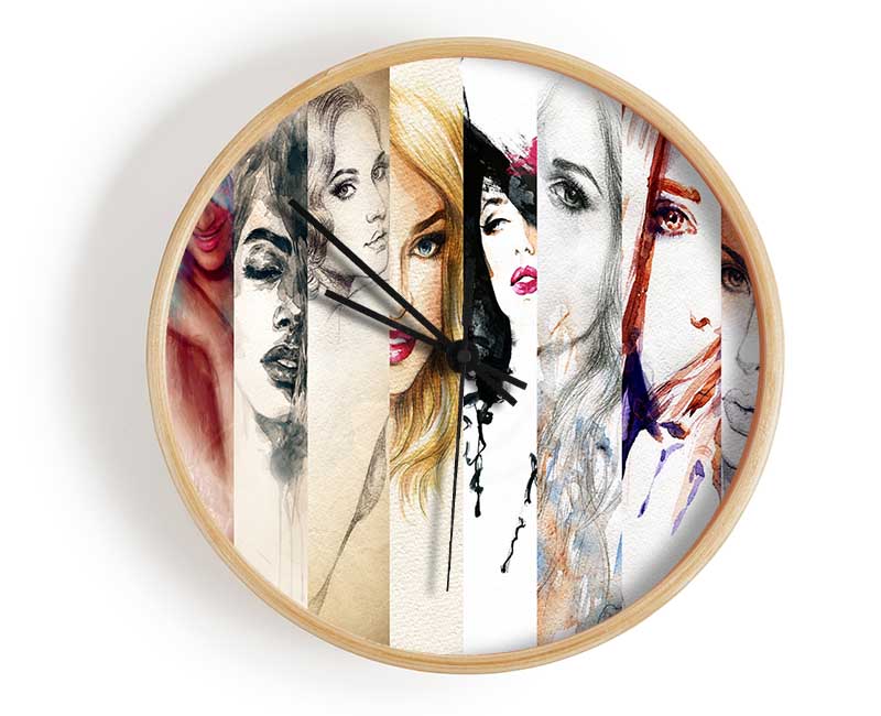 Womens Fashion Watercolour Clock - Wallart-Direct UK