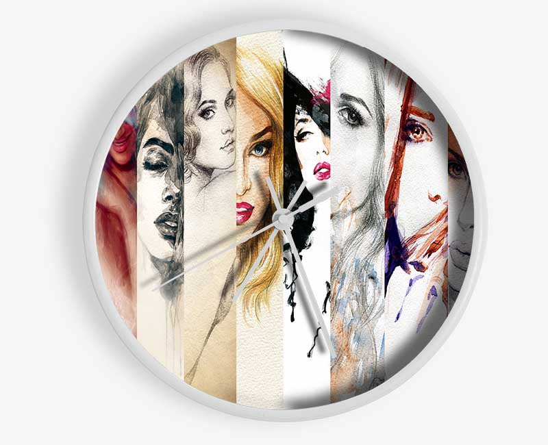 Womens Fashion Watercolour Clock - Wallart-Direct UK