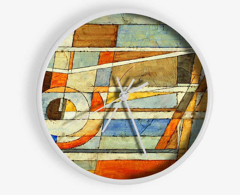 Abstract Grids Of Colours Clock - Wallart-Direct UK