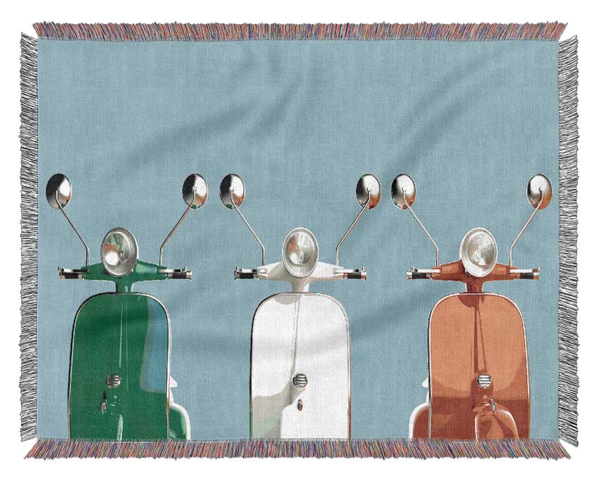 Three Vespas Italy Woven Blanket