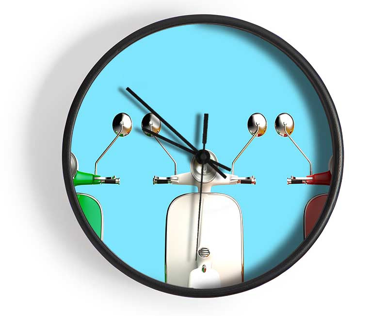 Three Vespas Italy Clock - Wallart-Direct UK
