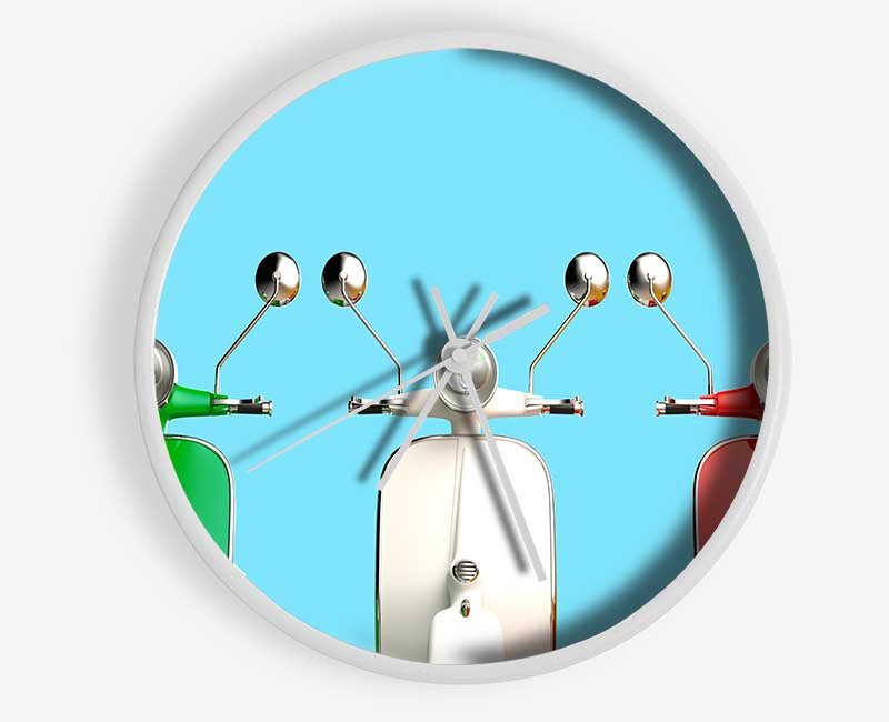 Three Vespas Italy Clock - Wallart-Direct UK