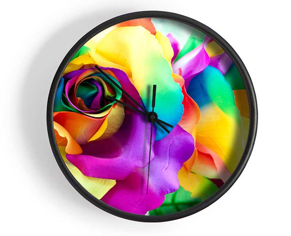 Multi Coloured Roses Close Clock - Wallart-Direct UK