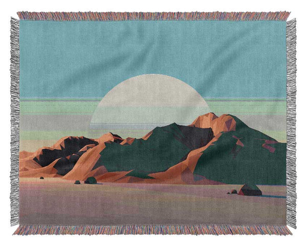 The Moon Over The Canyon Woven Blanket