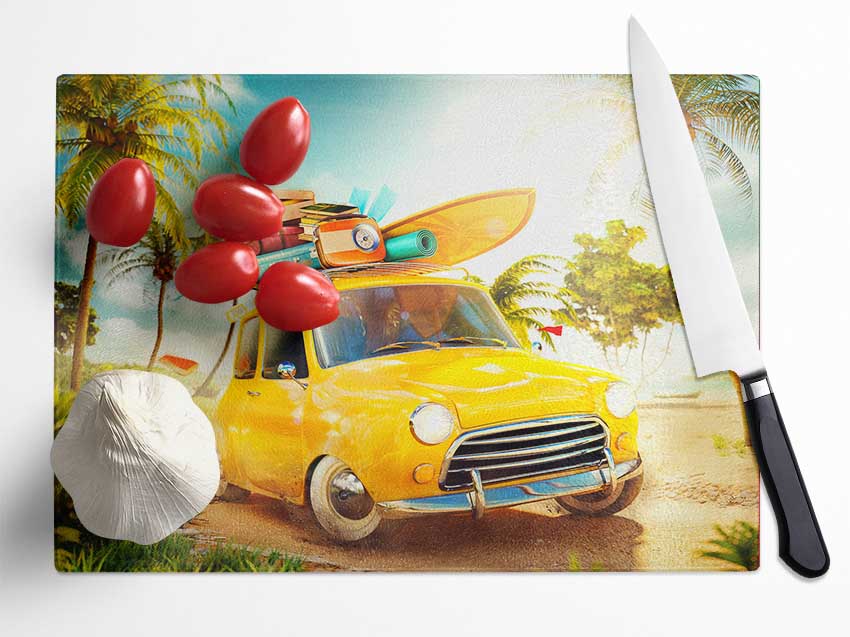 Yellow Classic Mini Trip Glass Chopping Board