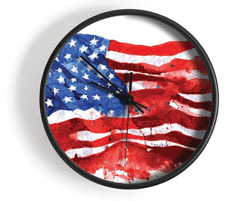 The Ink Splatter American Flag Clock - Wallart-Direct UK