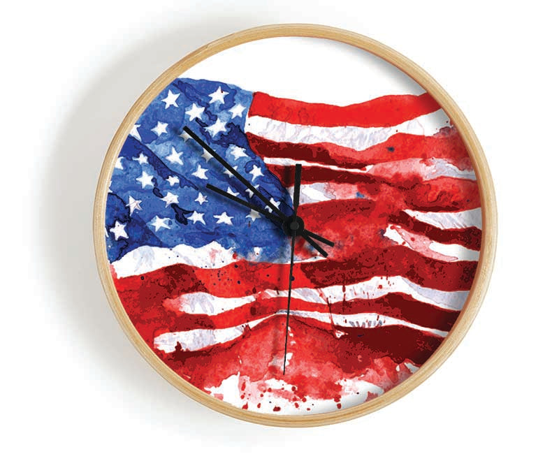 The Ink Splatter American Flag Clock - Wallart-Direct UK