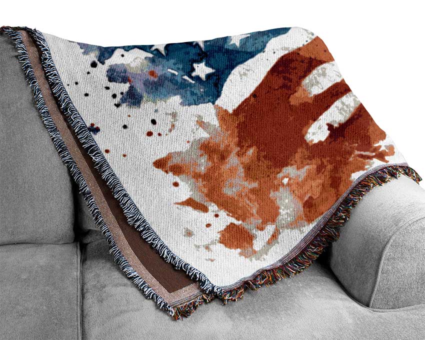 The Ink Splatter American Flag Woven Blanket