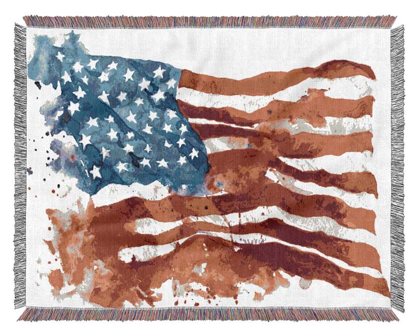 The Ink Splatter American Flag Woven Blanket