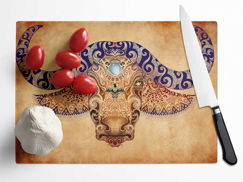 The Ethnic Ox Glass Chopping Board