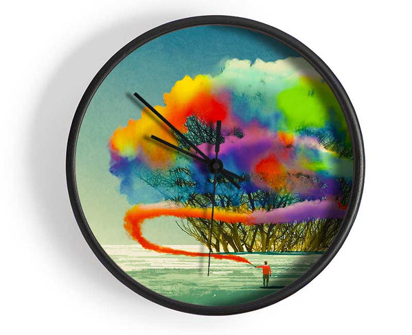 Trees Rainbow Cloud Clock - Wallart-Direct UK