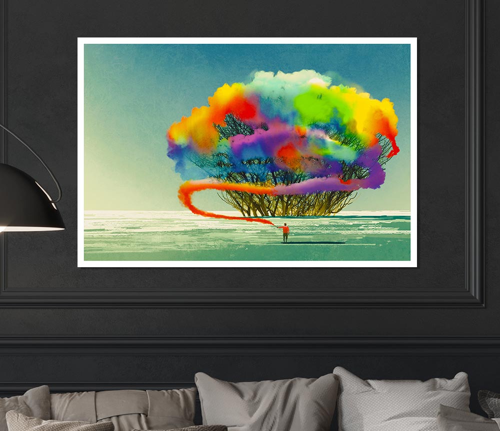 Trees Rainbow Cloud Print Poster Wall Art