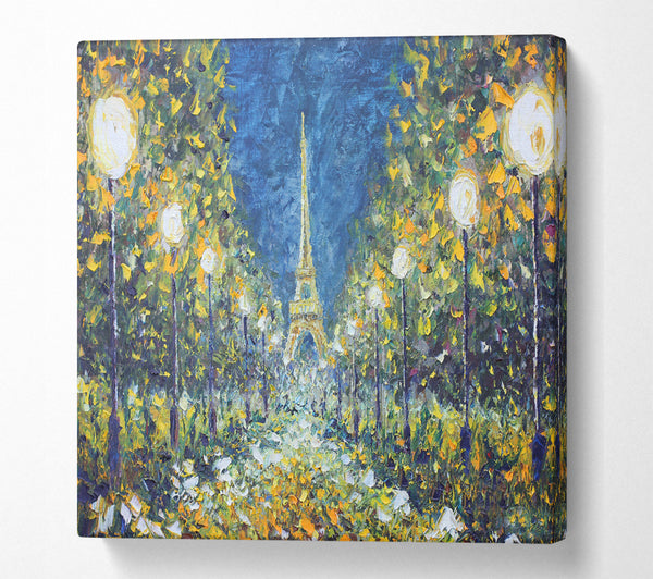 A Square Canvas Print Showing The Streetlights To Paris Square Wall Art