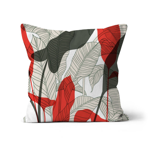 Red And Green Leaves Abstract Cushion