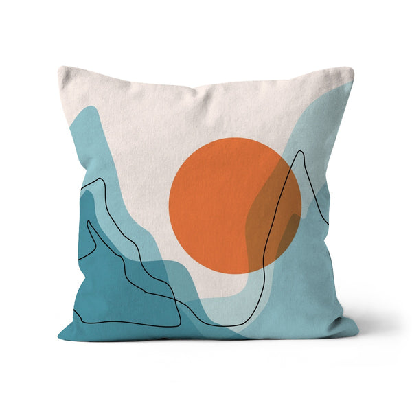 Mountain And Sun Abstract Cushion