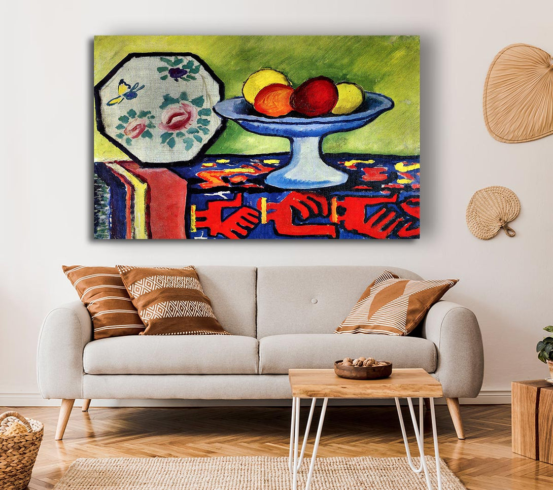 Picture of August Macke Still Life With Apple Peel And A Japanese Fan Canvas Print Wall Art