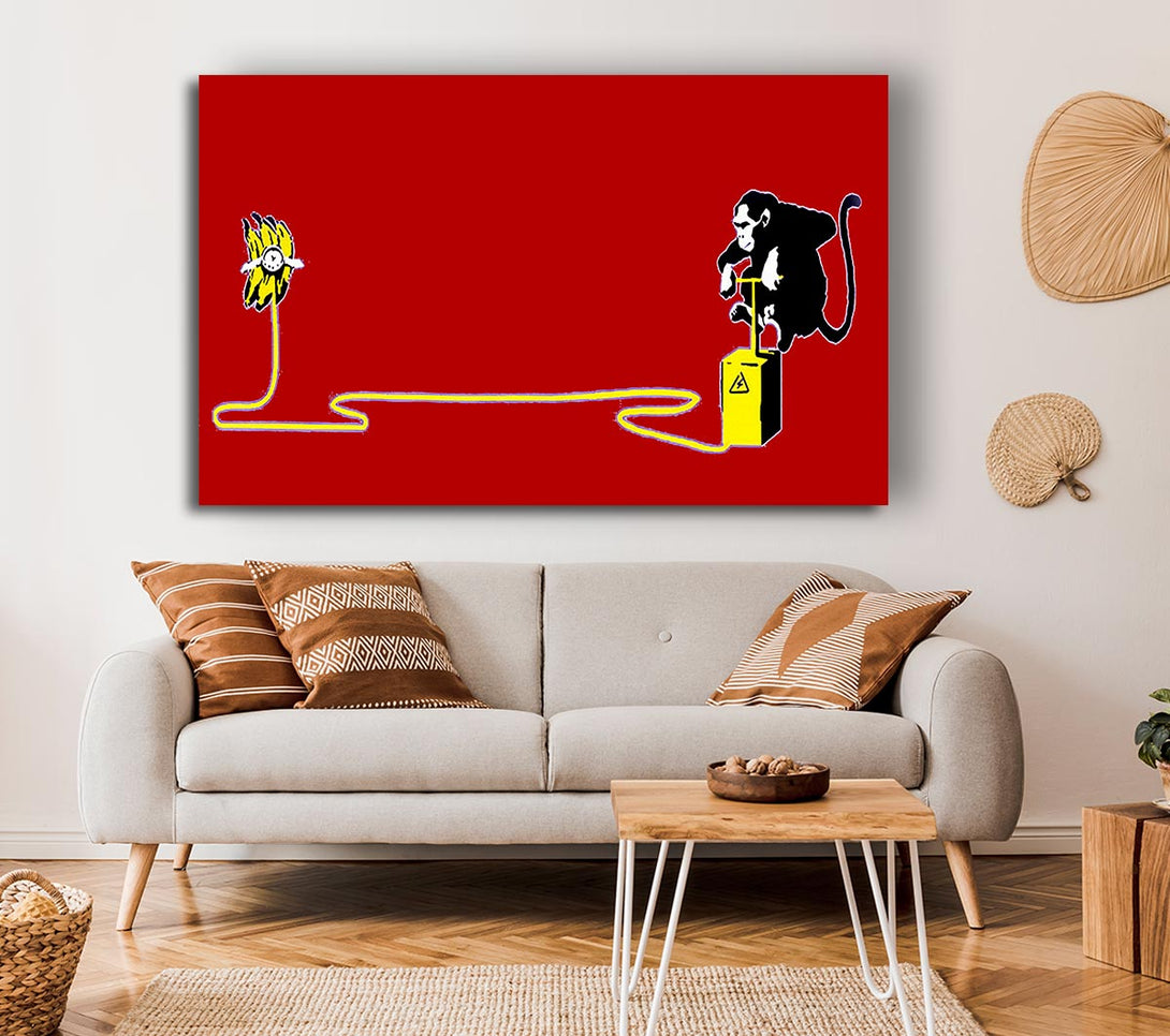 Picture of Banana Monkey Detonator Red Canvas Print Wall Art