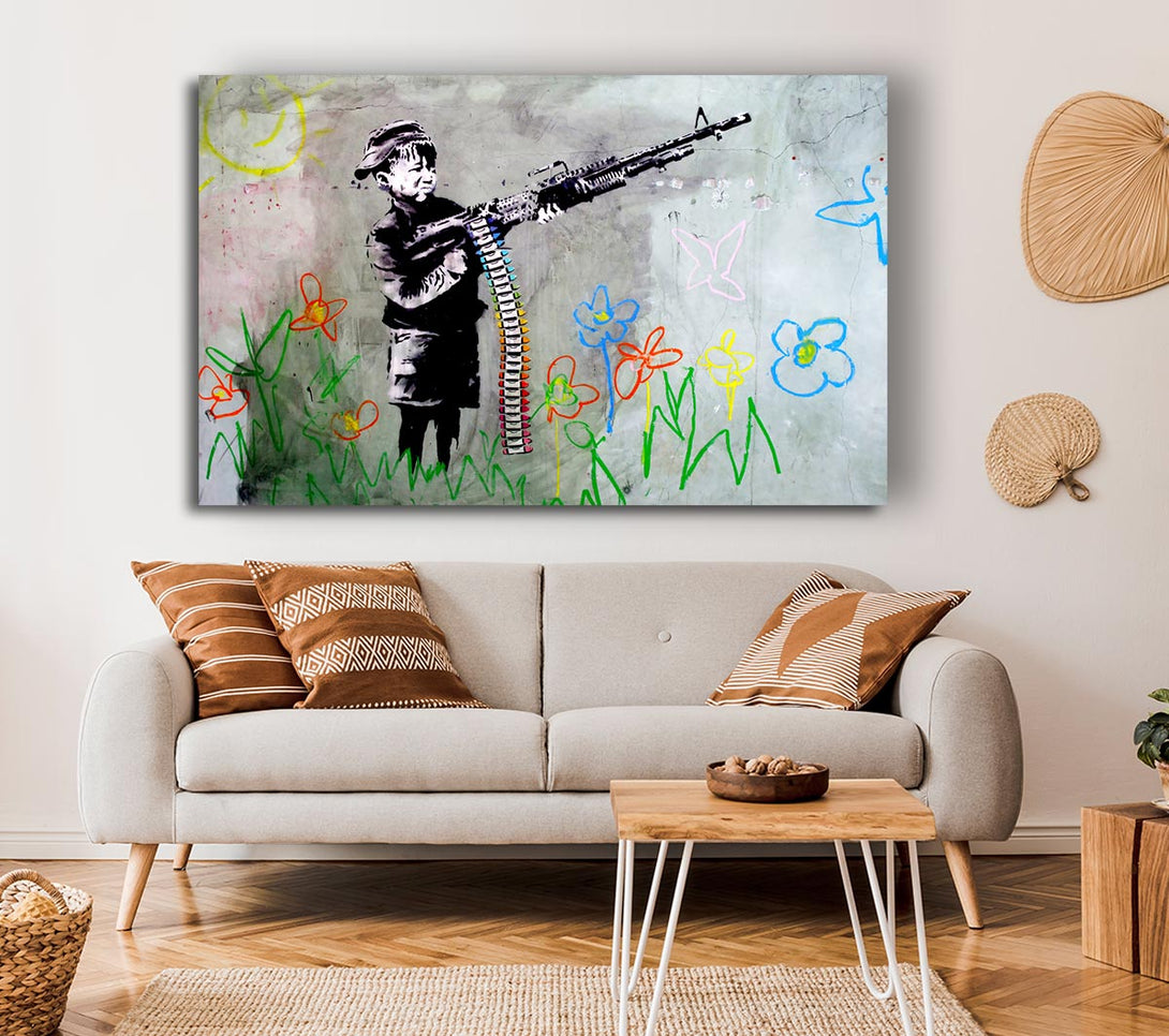  A Canvas Print of Banksy Crayon Gun Canvas Wall Art