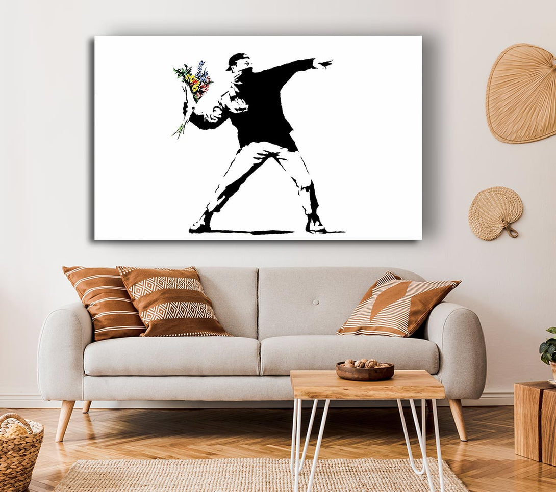 Picture of Flower Thrower White Canvas Print Wall Art