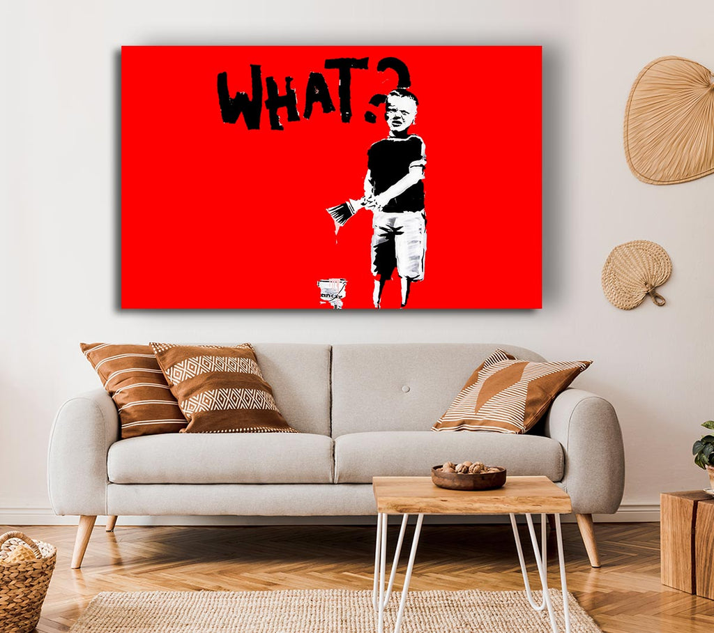Picture of Graffiti Kid What Red Canvas Print Wall Art