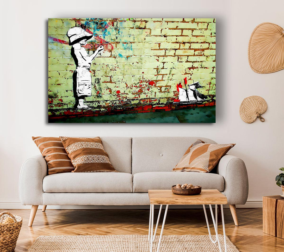Picture of Sailboat Ablaze Canvas Print Wall Art