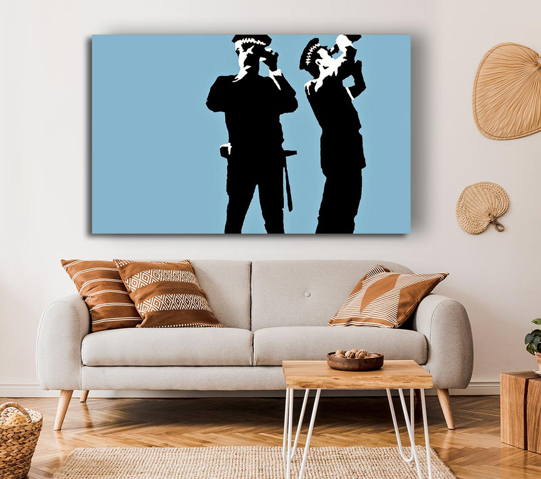 Picture of Searching Constables Blue Canvas Print Wall Art