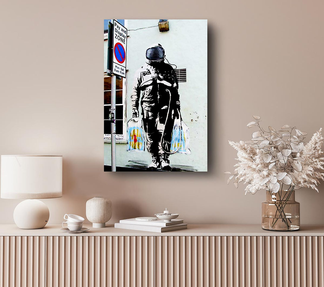 Picture of Shopping Bag Soldier Canvas Print Wall Art