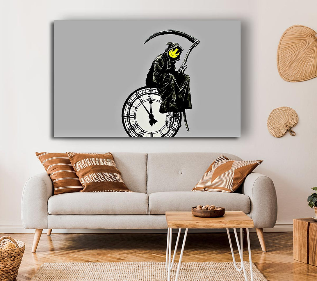 Picture of Smiley Face Reaper Times Up Canvas Print Wall Art