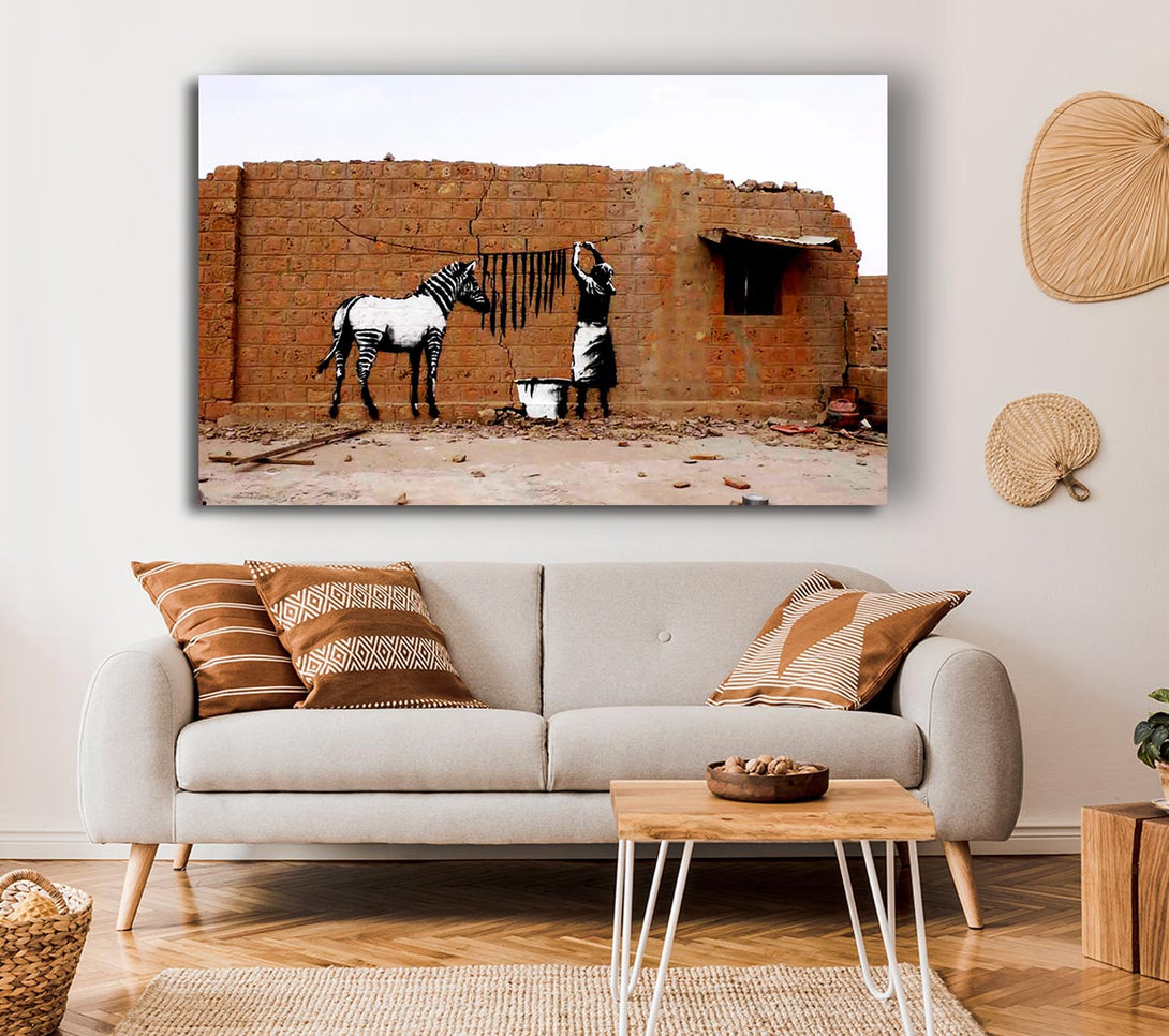 Picture of Zebra Stripes Washing Canvas Print Wall Art