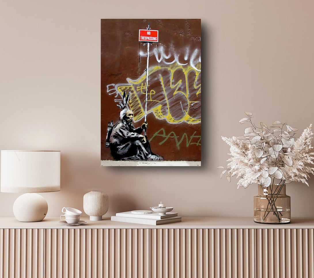  A Canvas Print of Banksy No Trespassing Indian Canvas Wall Art