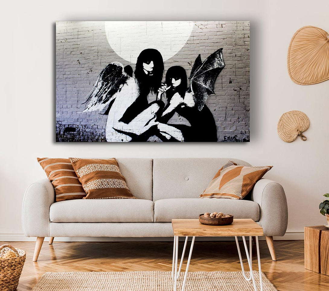  A Canvas Print of Banksy Angels In Moonlight Canvas Wall Art