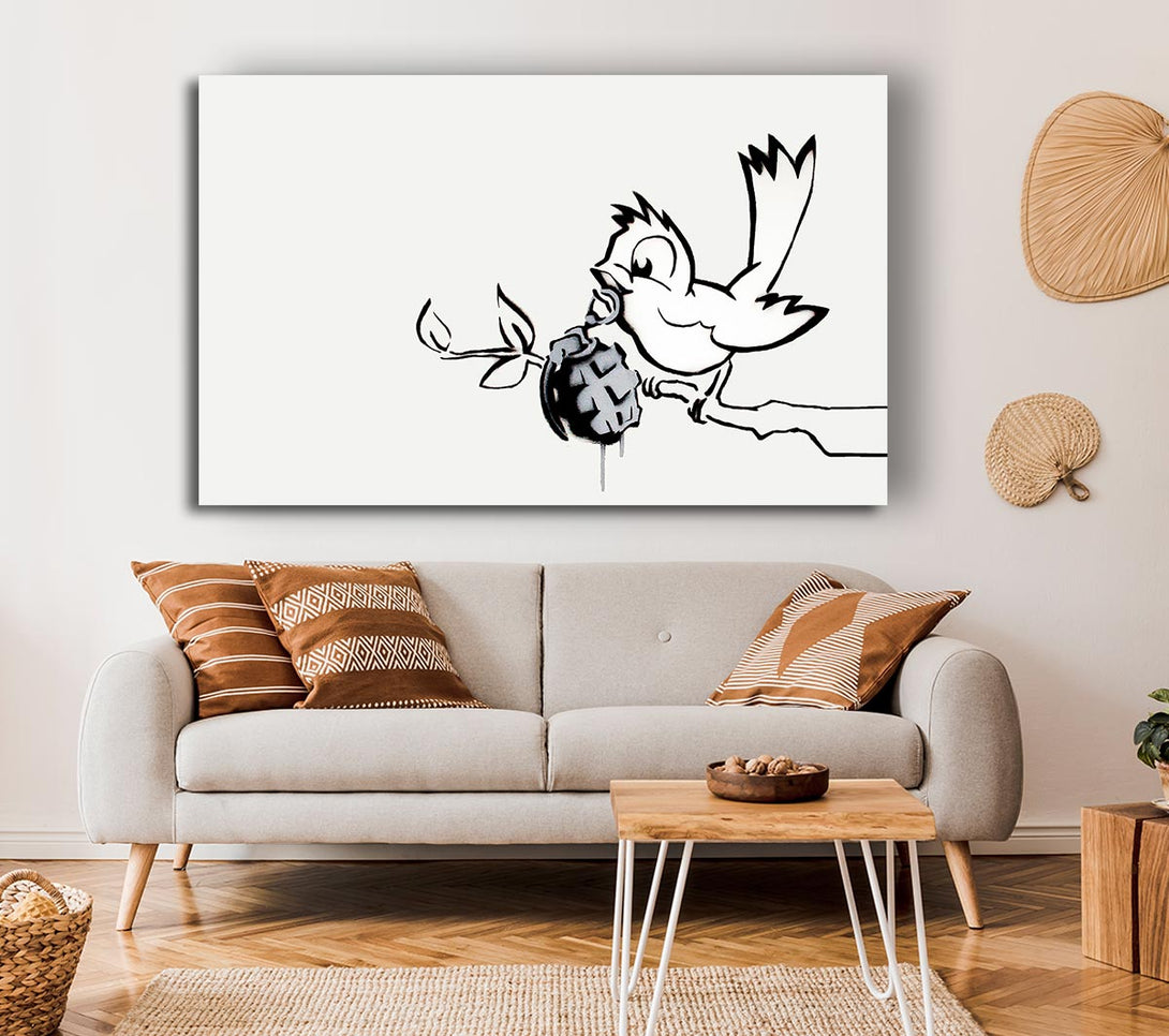  A Canvas Print of Banksy Bird Granade Canvas Art
