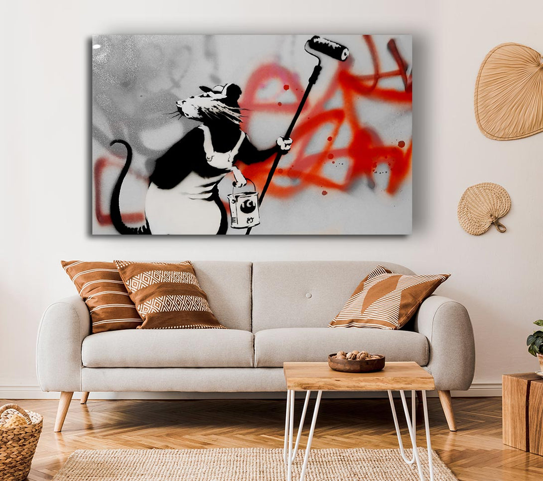  A Canvas Print of Banksy Graffiti Rat Removal Canvas Print