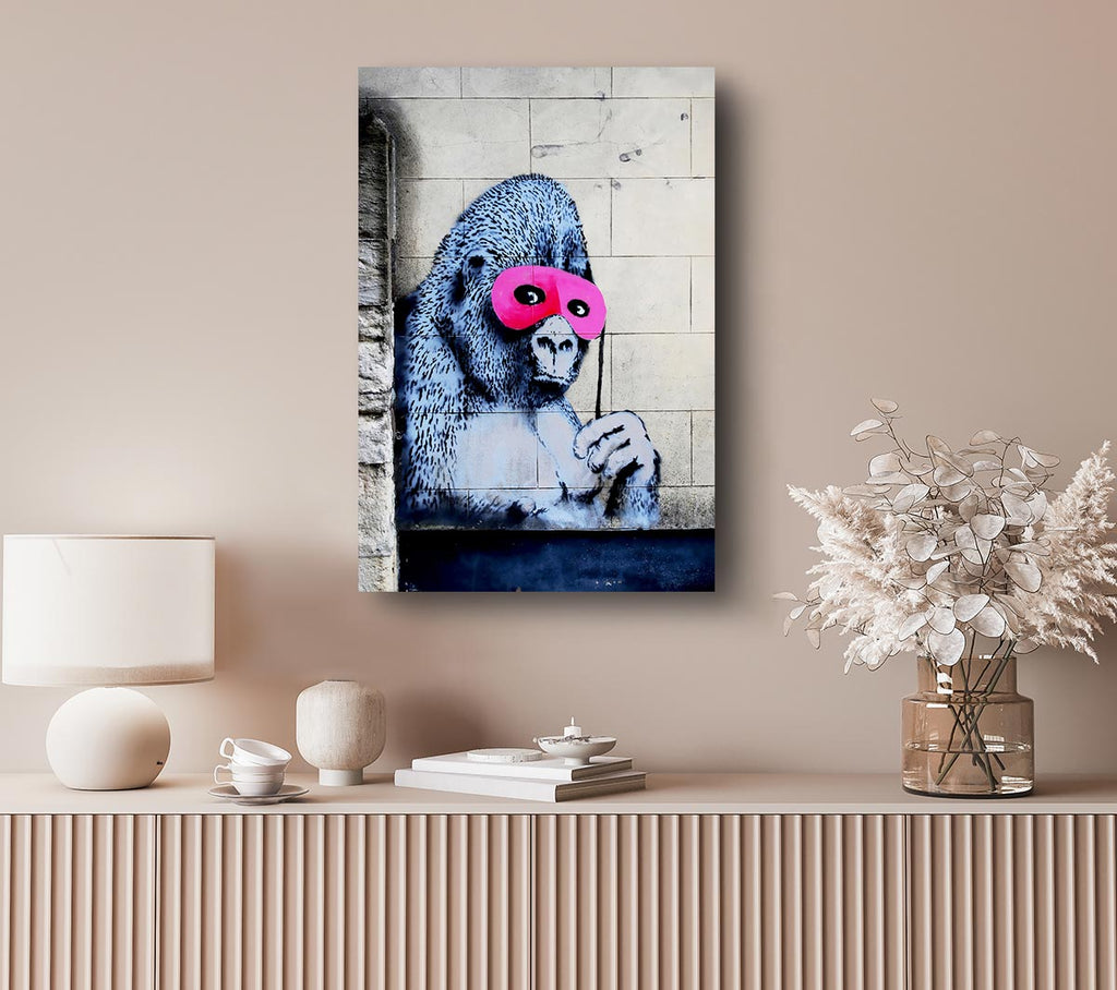 Picture of Pink Gorilla Mask Canvas Print Wall Art