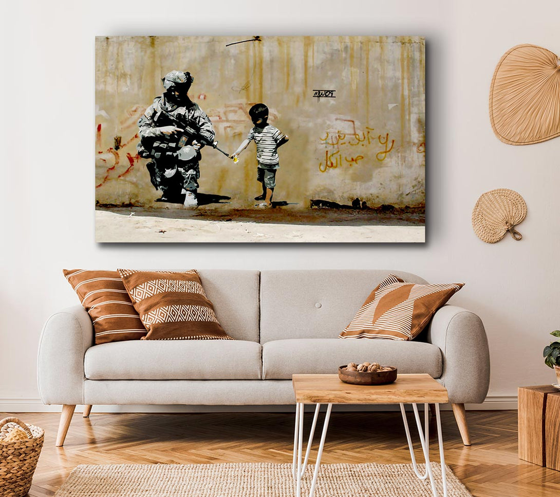 Picture of Soldier Flower Gun Boy Canvas Print Wall Art