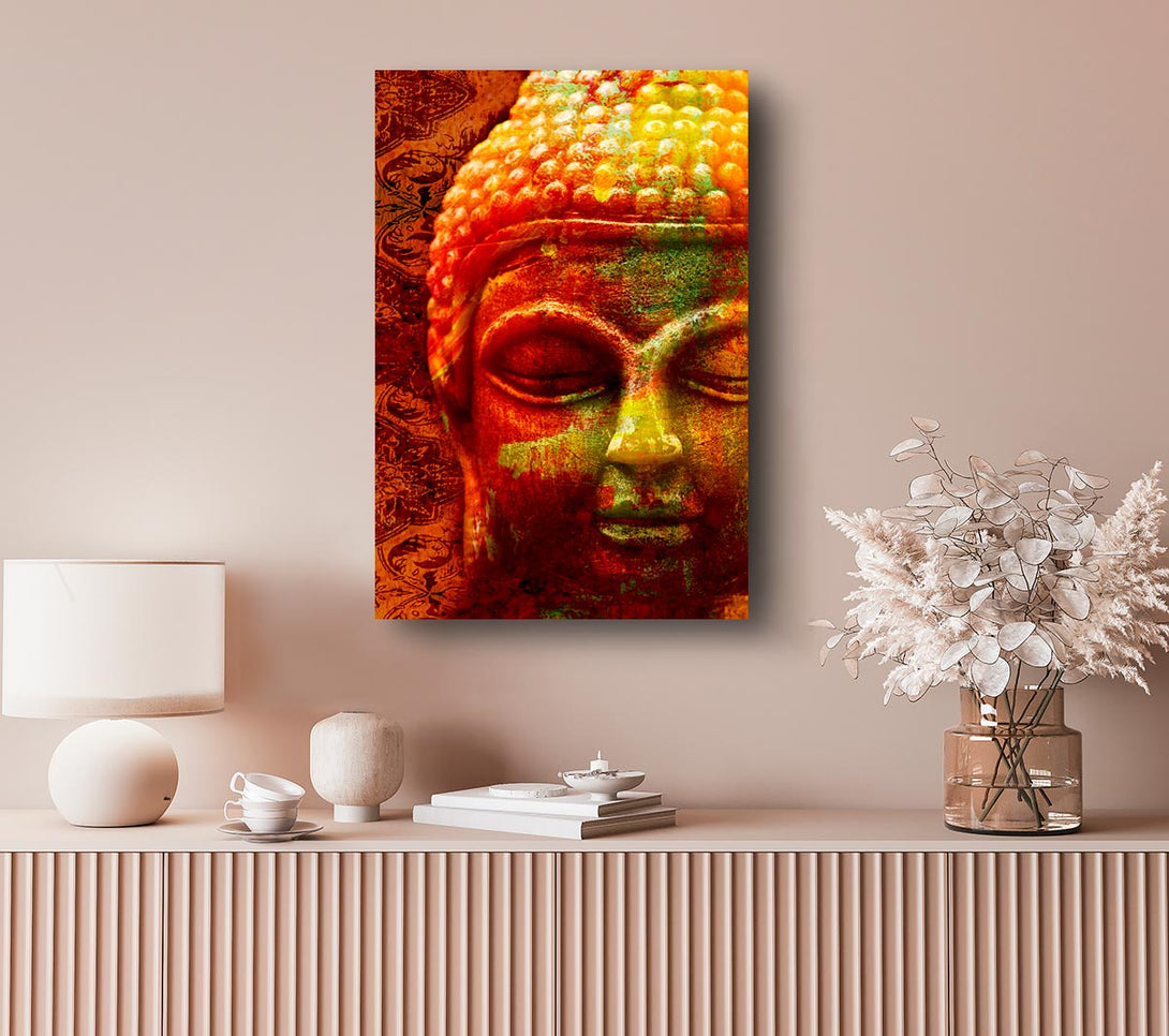 Picture of Retro Orange Yellow Buddha Canvas Print Wall Art