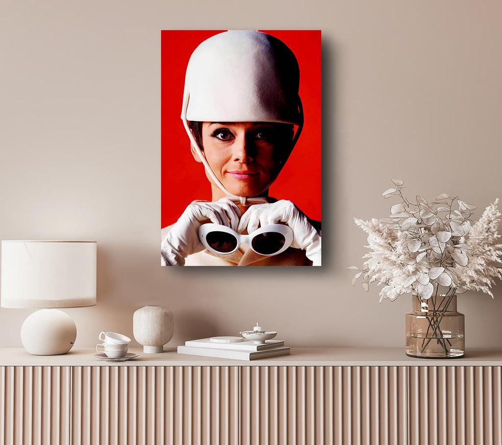 Picture of Audrey Hepburn Goggles Canvas Print Wall Art