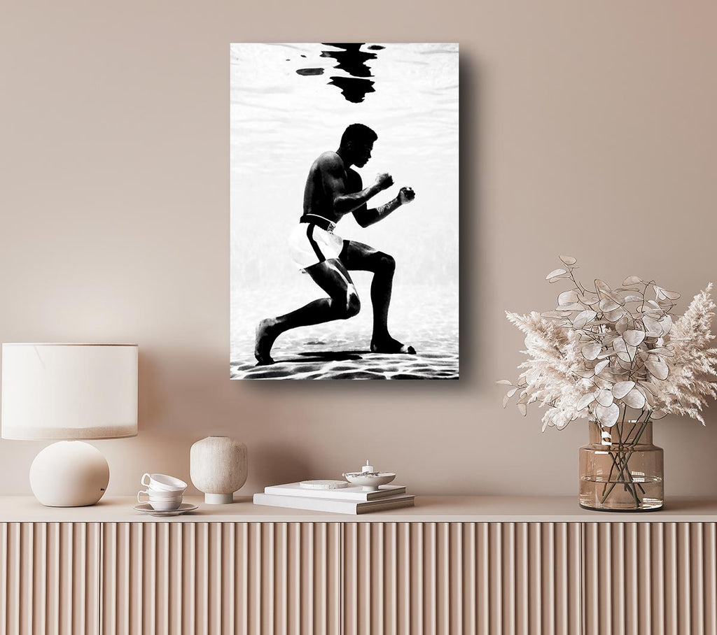 Picture of Muhammad Ali Boxing Under Water Canvas Print Wall Art