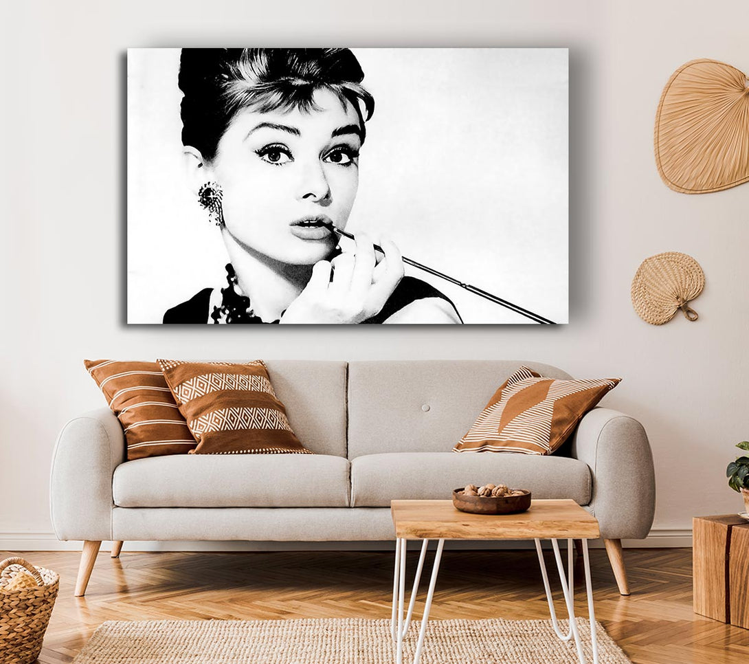 Picture of Audrey Hepburn Cigarette 1 Canvas Print Wall Art