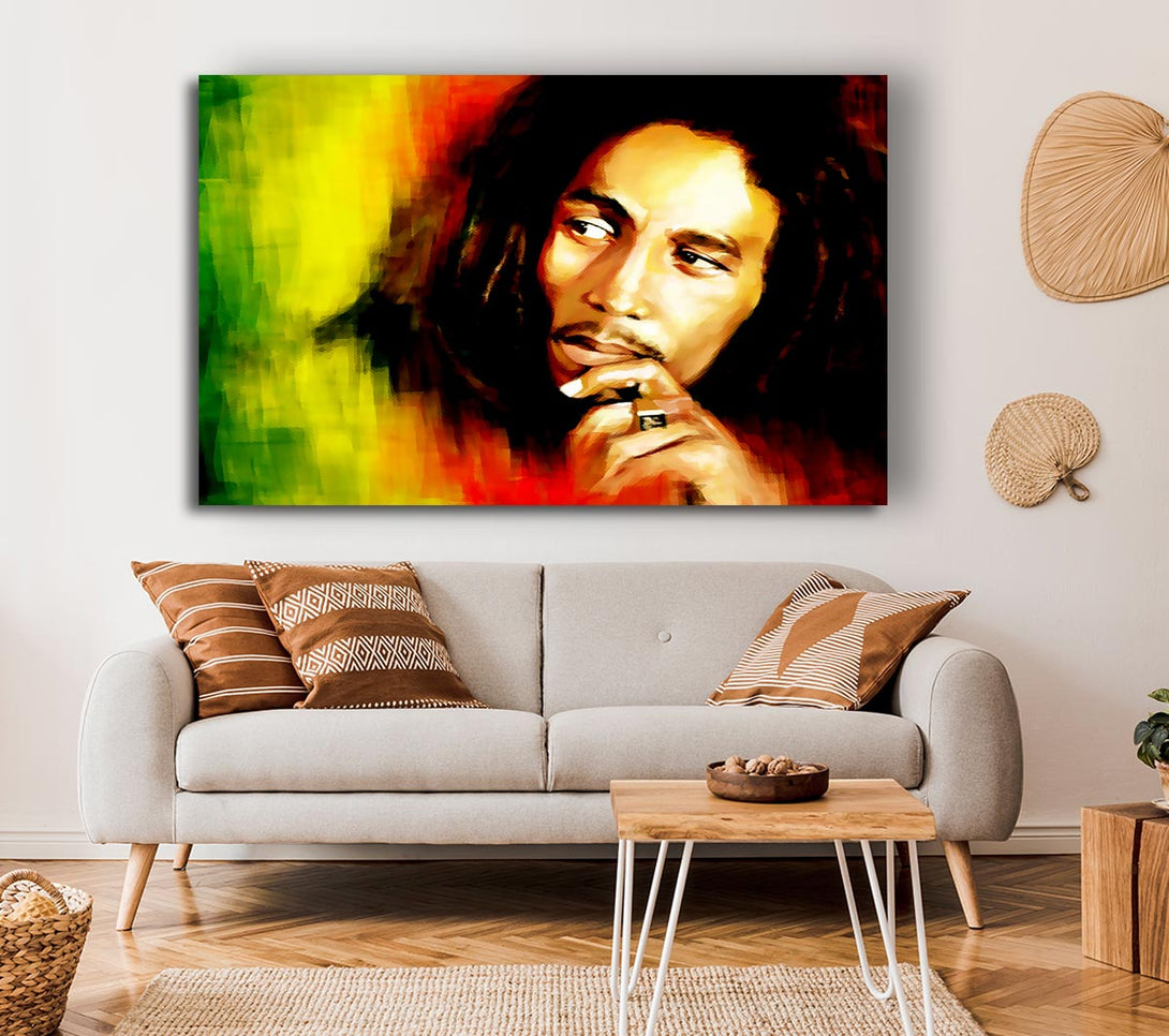 Picture of Bob Marley Red Yellow Green Canvas Print Wall Art