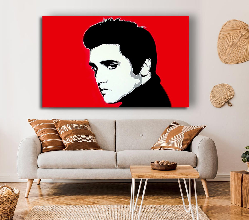 Picture of Elvis Portrait Red Canvas Print Wall Art