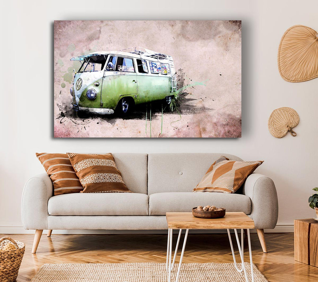 Picture of Hippies Van Canvas Print Wall Art