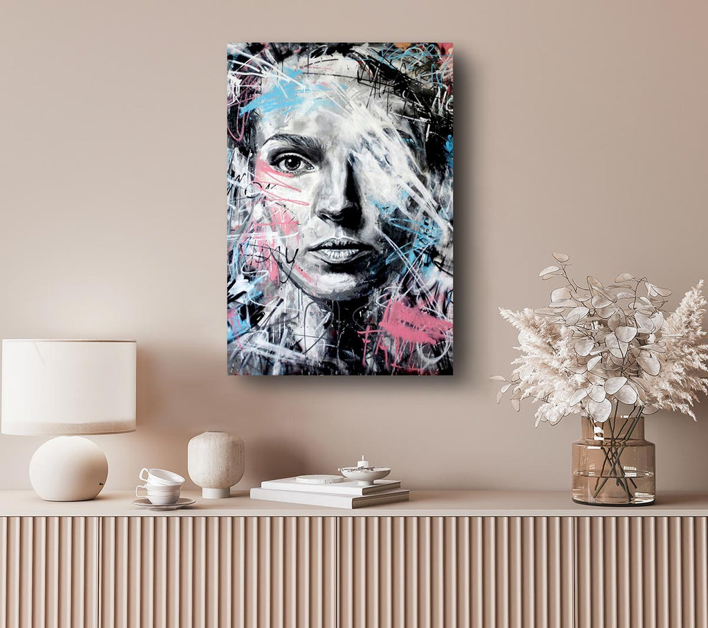 Picture of Pink And Blue Face Canvas Print Wall Art